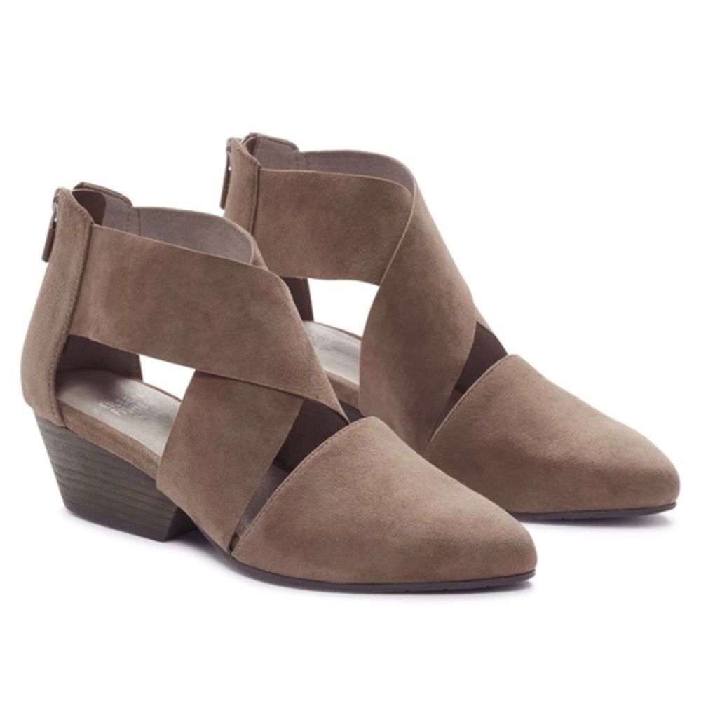Eileen Fisher Vera Suede Pump Storm Tan Color 8.5 NWOT